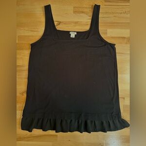 J. Crew Black Square Neck Ruffle Hem Tank Top